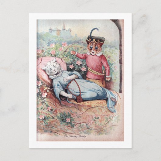 De slapende schoonheid, Louis Wain Briefkaart (Voorkant)