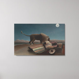De Slapende Zigeunerin van Henri Rousseau, Vintage Canvas Afdruk
