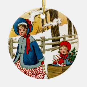 De slede trekken keramisch ornament