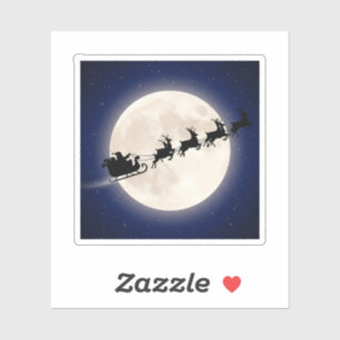 De slee en rendieren van Kerstman in silhouet bove Sticker