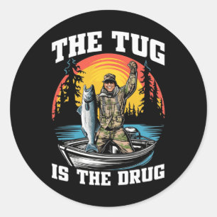 De sleepboot is mijn drugsgek Gevist T-shirt voor Ronde Sticker