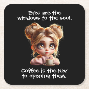 De sleutel is koffie vierkante kartonnen onderzetter