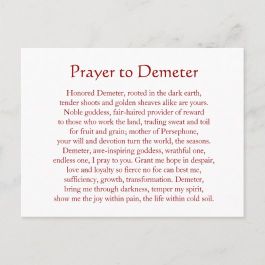 De Sleutelhanger van Demeter Briefkaart (Voorkant)