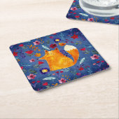 De slimme vos in de ventilatortuin vierkante kartonnen onderzetter (Schuin)