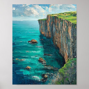 De Smaragden Afgrond: Een Getextureerde Symfonie v Poster