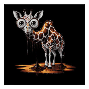 De Smeltende Giraffe Grappige Surrealistische Kuns Perfect Poster