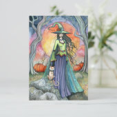 De Smug Witch Halloween Fantasy Art Kaart (Staand voorkant)