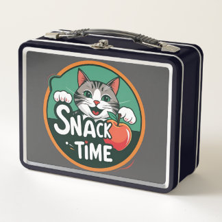 De snacktijd van de kat – Cute Cartoon Kat eet sna