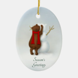 De sneeuwbeer grillige winterscène gepersonaliseer keramisch ornament