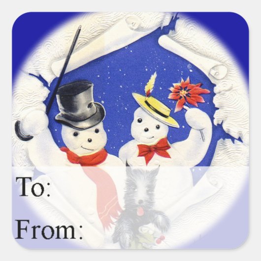 De sneeuwfamilie en het  Label van de Dog (Voorkant)