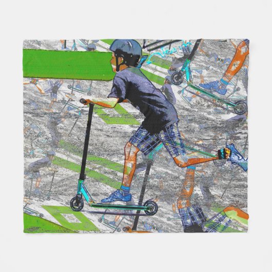 De snelheidsmeter - Stunt Scooter Fleece Blanket Deken (Voorkant (Horizontaal))