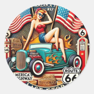 De snelweg van Amerika Ronde Sticker