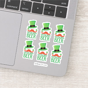 De Snor van de gember u voor groen bier met klaver Sticker