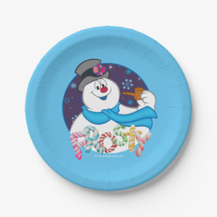 De Snowman™ bevuilen   Colorful Candy Cane Name Papieren Bordje