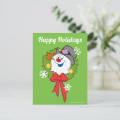 De Snowman™ bevuilen | Frosty Holiday Wreath Feestdagenkaart (Staand voorkant)