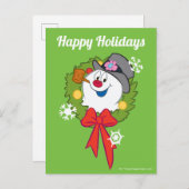 De Snowman™ bevuilen | Frosty Holiday Wreath Feestdagenkaart (Voorkant / Achterkant)