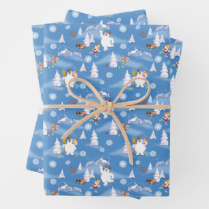 De Snowman™ bevuilen Frosty & Karen Winter Fun Inpakpapier Vel