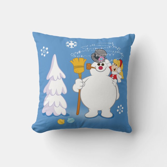 De Snowman™ bevuilen | Frosty & Karen Winter Fun Kussen (Voorkant)