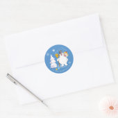 De Snowman™ bevuilen | Frosty & Karen Winter Fun Ronde Sticker (Envelop)