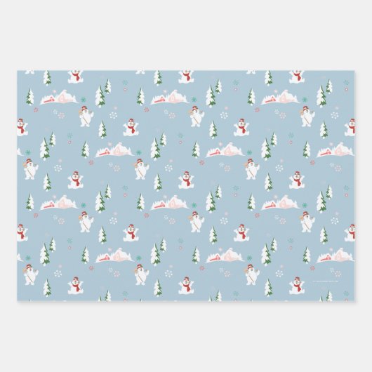 De Snowman™ bevuilen | Frosty Winter Pattern Inpakpapier Vel (Voorkant 2)