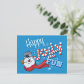 De Snowman™ bevuilen | Happy Jolly Fun Feestdagenkaart (Staand voorkant)