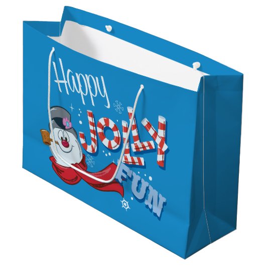 De Snowman™ bevuilen | Happy Jolly Fun Groot Cadeauzakje (Voorkant Gekanteld)