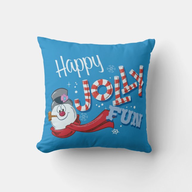 De Snowman™ bevuilen | Happy Jolly Fun Kussen (Voorkant)