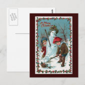 "De Snowman-Vintage bouwen" Briefkaart (Voorkant / Achterkant)