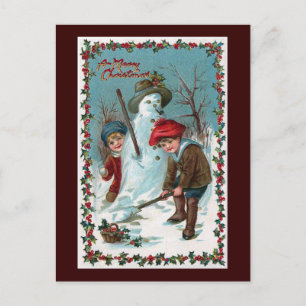 "De Snowman-Vintage bouwen" Briefkaart