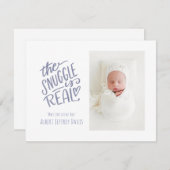 De snuggle is echt, geboorteaankondigingskaarten (Voorkant / Achterkant)