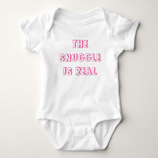 DE SNUGGLE IS REAL Baby Jersey Jumpsuit Pink Font Romper