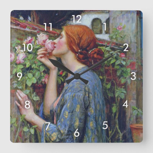 De sol van het Roos, John William Waterhouse Vierkante Klok (Voorkant)