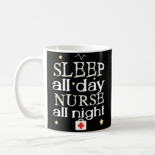 De sommeil tasse de café drôle de poste de nuit (Gauche)