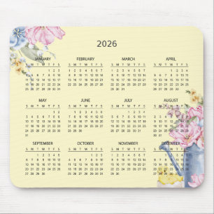De Souris Calendrier Botanique Élégant Simple 2026 Tapis d