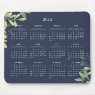 De Souris Calendrier Botanique Simple Élégant 2025   Tapis d