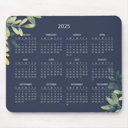 De Souris Calendrier Botanique Simple Élégant 2025 | Tapis d (Devant)