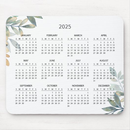 De Souris Calendrier Botanique Simple Élégant 2025 | Tapis d (Devant)