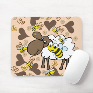 De Souris Moutons Coeurs Brown Bumblebee Pad Souris! Tapis d