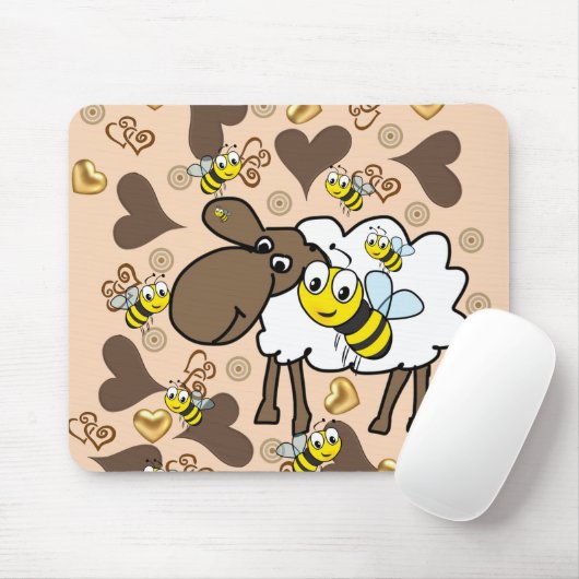 De Souris Moutons Coeurs Brown Bumblebee Pad Souris! Tapis d (Avec souris)
