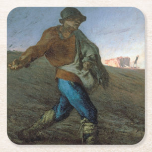 De Sower, Jean-Francois Millet Vierkante Kartonnen Onderzetter