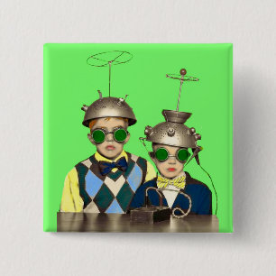 de Space Cadet Brothers Vierkante Button 5,1 Cm