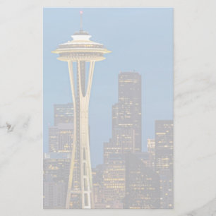 De Space Needle en het centrum van Seattle Briefpapier