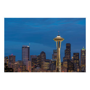 De Space Needle en het centrum van Seattle Perfect Poster