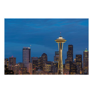 De Space Needle en het centrum van Seattle Perfect Poster