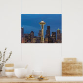 De Space Needle en het centrum van Seattle Poster (Keuken)