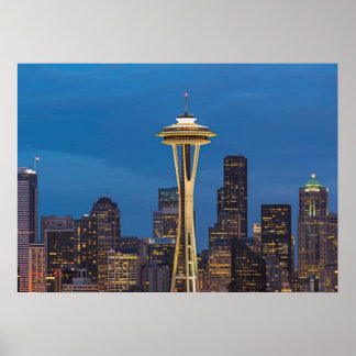 De Space Needle en het centrum van Seattle Poster