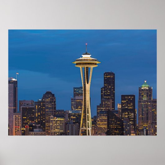 De Space Needle en het centrum van Seattle Poster (Voorkant)
