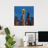 De Space Needle en het centrum van Seattle Poster (Thuiskantoor)