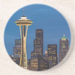 De Space Needle en het centrum van Seattle Zandsteen Onderzetter