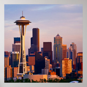 De Space Needle is een toren in Seattle Poster